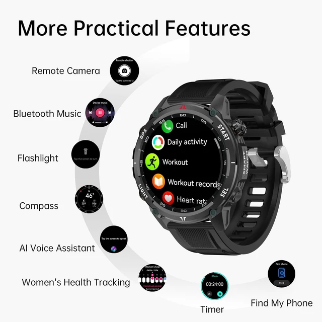 Alt view image 6 of 7 - Smart Watch for Women Men, GPS Bluetooth Calling Fitness Tracker 1.43" AMOLED Touchscreen Smartwatch for Android iOS, Heart Rate SpO2 Sleep Monitor, 150+ Sport Modes, IP68 Waterproof