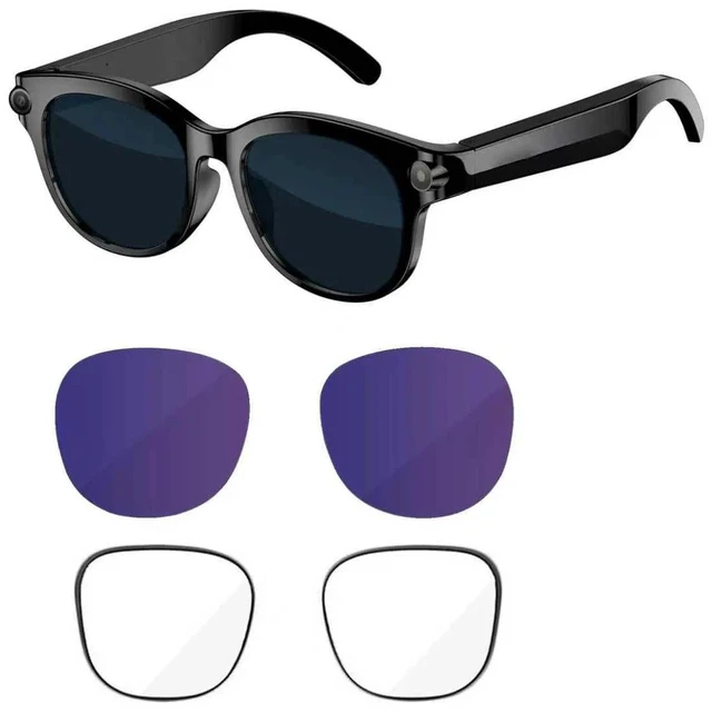 Main image of AI Smart Glasses with 8MP Camera, 4K Ultra HD Photos & HD Video Recording, 14-Language Real-Time Translation, ChatGPT AI Assistant, 3 Interchangeable Lenses, Bluetooth 5.4 Open-Ear Audio