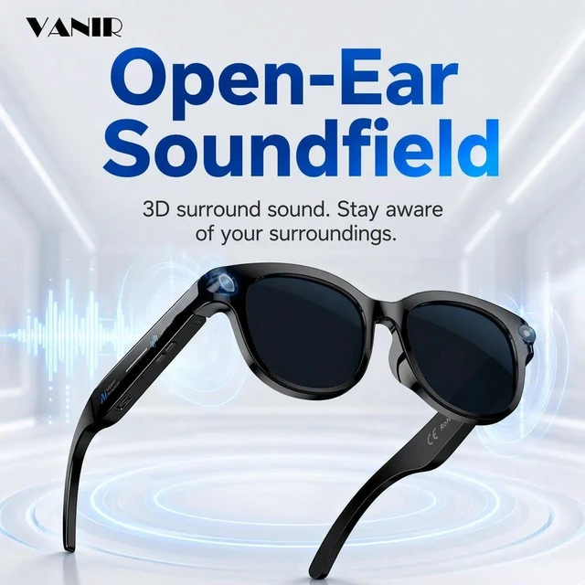 Alt view image 7 of 7 - AI Smart Glasses with 8MP Camera, 4K Ultra HD Photos & HD Video Recording, 14-Language Real-Time Translation, ChatGPT AI Assistant, 3 Interchangeable Lenses, Bluetooth 5.4 Open-Ear Audio