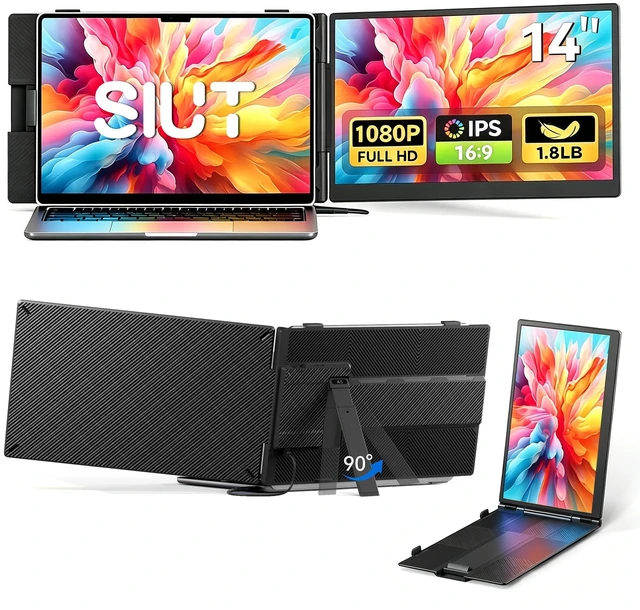 Main image of Laptop Screen Extender 14inch FHD 1080P IPS Dual Portable Laptop Monitor Extender with HDMI/USB-C Port, Extended Monitor for Laptops 13-17", Plug n Play for Windows/Mac/Android