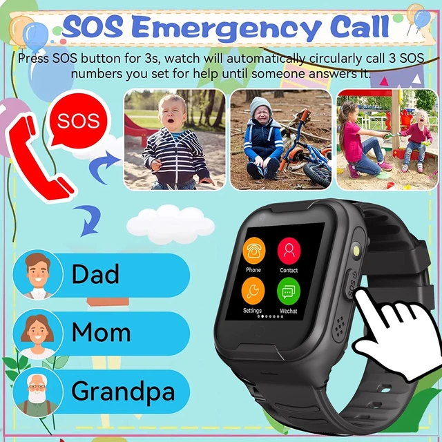 Alt view image 4 of 6 - Kids 4G GPS Smart Watch Video Phone Call SOS Real-Time Tracker Global,Call & Text,Kid-Safe,School Focus,Parental Controls,Emergency Alerts,Waterproof,Camera,Pedometer,Anti-lost,Geo-fence