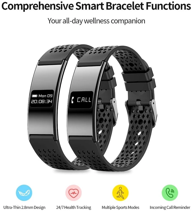 Alt view image 5 of 7 - Smart Bragelet Health &-Fitness-Tracker with Stress Management, Workout Intensity, Sleep Tracking, 24/7 Heart Rate and More, Midnight Black/Rose Gold (Black Rubber)