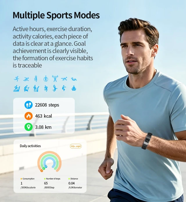 Alt view image 4 of 7 - Smart Bragelet Health &-Fitness-Tracker with Stress Management, Workout Intensity, Sleep Tracking, 24/7 Heart Rate and More, Midnight Black/Rose Gold (Black Mesh)