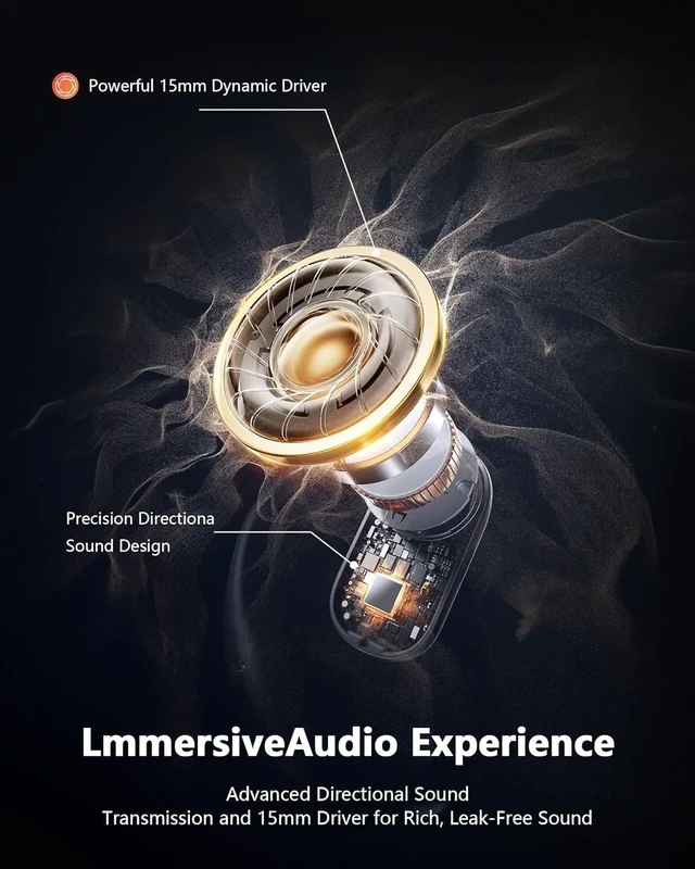 Alt view image 6 of 7 - Open Ear Earbuds Ultra Comfort Wireless Bluetooth 5.4 Headphones Over The Ear Earbuds with Intelligent Touch Screen EarHooks IPX7 Waterproof Bone Conduction Earphones for Fitness Sports