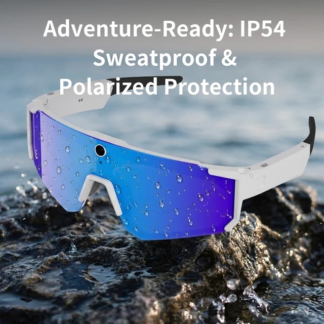 Alt view image 6 of 7 - AI Smart Glasses with Camera, 6-Axis Anti-Shake 1200P Stabilized Video, 32MP Photo, ChatGPT Voice Assistant, IP54 Water Resistant, Adjustable Fit Sports Sunglasses for Cycling, Vlog, Fishing