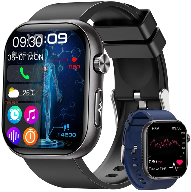Main image of Smart Watches for Men,1.96"AMOLED Health Smart Watch Fitness Trackers2Bands with Heart Rate/Blood Oxygen/Body Temperature/Blood Pressure/Sleep/Stress /Answer/Make Calls/for Android & iOS