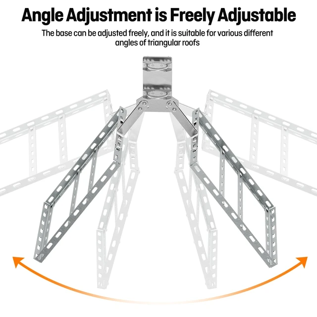 Alt view image 4 of 7 - Adjustable Non-Penetrating Roof Ridge Mount,for 1.25" to 2.4" Mast,Satellite Dishes,Internet Antennas,Weather Stations (Ridge Pole Mount with Adjustable Base)