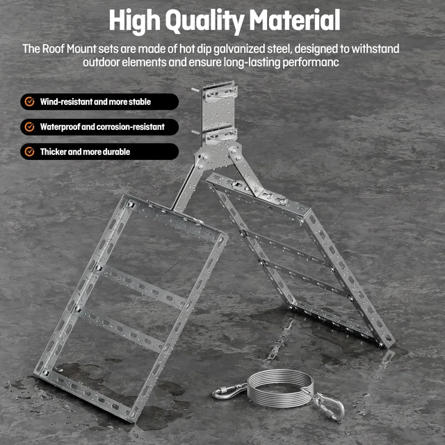 Alt view image 6 of 7 - Adjustable Non-Penetrating Roof Ridge Mount,for 1.25" to 2.4" Mast,Satellite Dishes,Internet Antennas,Weather Stations (Ridge Pole Mount with Adjustable Base)