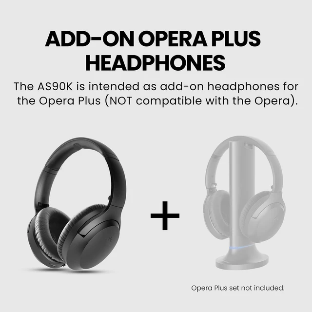 Alt view image 2 of 7 - AS90K - Add-On Headphones for Opera Plus TV Set Only NOT Compatible with The Opera, No Charging Dock Included, Connects Through Your Existing Opera Plus Transmitter Base