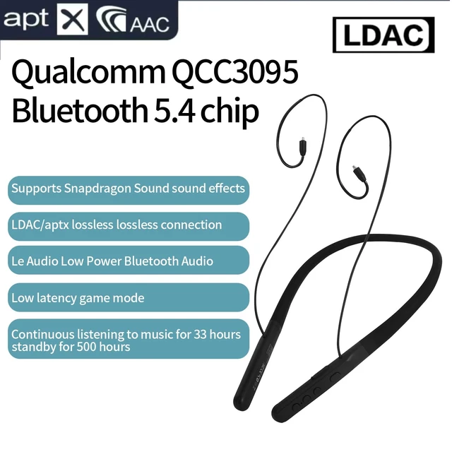Alt view image 4 of 6 - Wireless Bluetooth Neckband Headphones QCC3095 LDAC/aptX Lossless/aptX Adaptive/aptX-HD HiFi Earphone Cable MMCX for Sports Office
