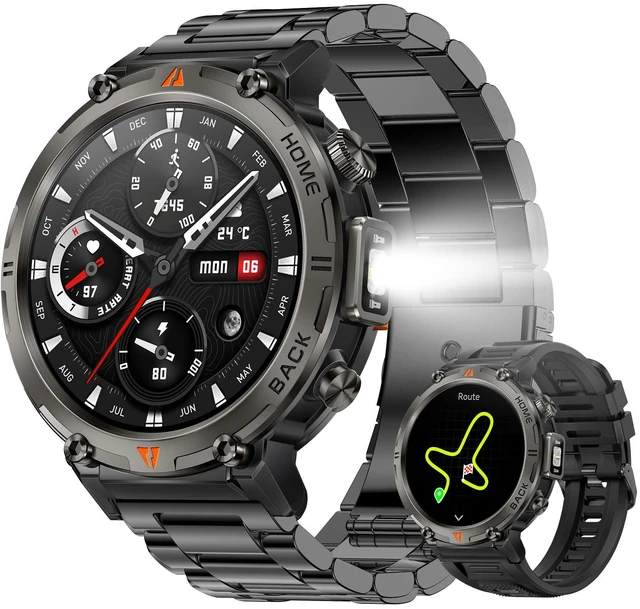 Main image of Military Smart Watches for Men Built-in GPS 3ATM Waterproof LED Flashlight 1.45" Rugged Tactical Smartwatch with Compass/110+ Sports Modes Fitness Tracker with HR/SPO2/Sleep Monitor for iPhone Android