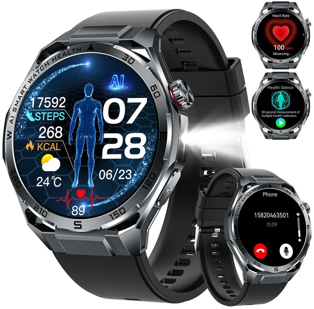 Main image of 1.53" Military Smart Watch for Men with LED Flashlight & Bluetooth Calls Fitness Tracker, Body Composition Metrics, Fatigue Analysis, 100+ Sports Modes 24/7 Heart Rate/SpO2 Monitor, Sleep Tracker