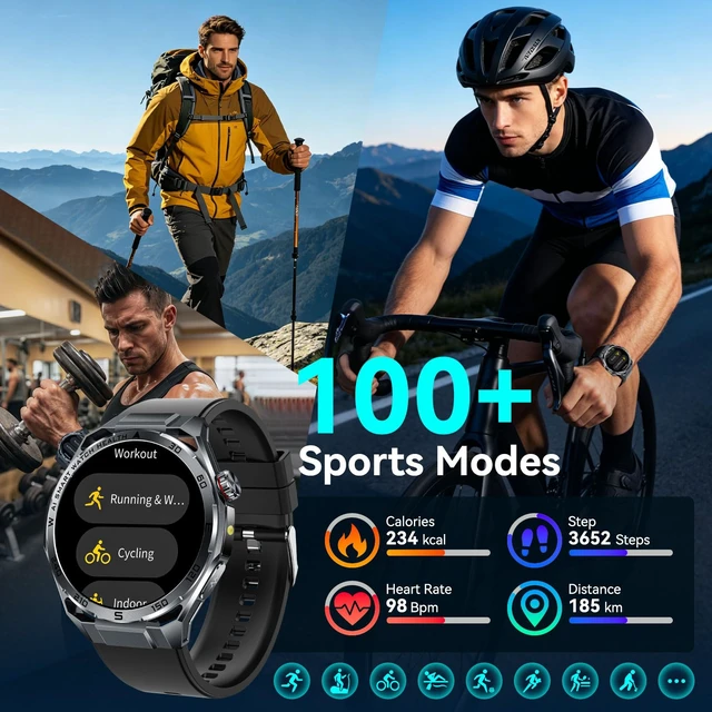 Alt view image 5 of 7 - 1.53" Military Smart Watch for Men with LED Flashlight & Bluetooth Calls Fitness Tracker, Body Composition Metrics, Fatigue Analysis, 100+ Sports Modes 24/7 Heart Rate/SpO2 Monitor, Sleep Tracker