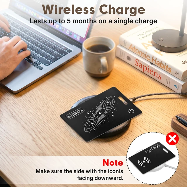 Alt view image 3 of 7 - Smart Wallet Tracker Card (iOS Only) - Item Finder for Luggage, Keys & Passport Compatible with Apple Find MySlim, Rechargeable & IP68 Waterproof (4 Black)