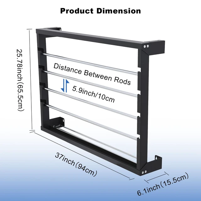 Alt view image 7 of 7 - Wire Spool Rack, Heavy Duty Cold-Rolled Steel Cable Dispenser 4 Adjustable Rods, Wall Mount or Desk Wire Spool Rack Holder for Industrial, Electrical, and Retail Storage and Display