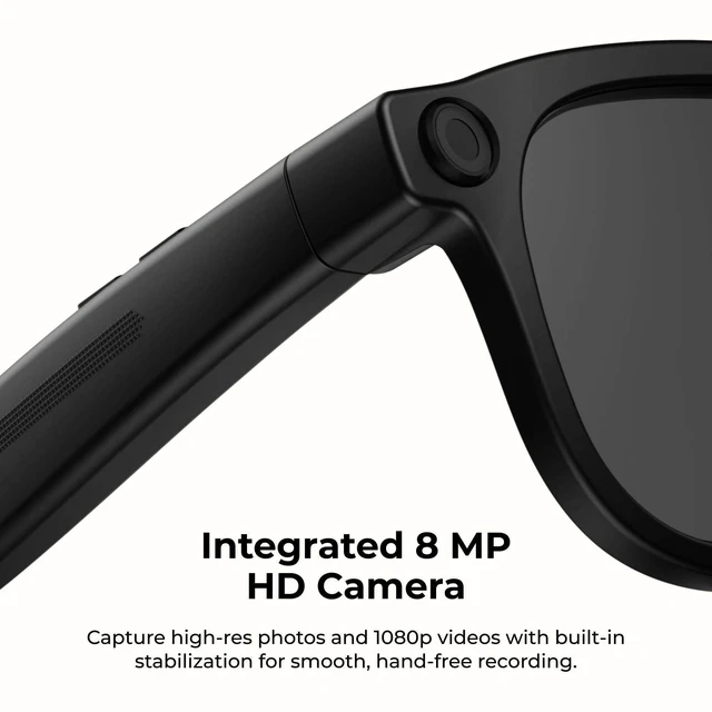 Alt view image 3 of 7 - Aura Pro AI Smart Glasses with 1080p Camera, Bluetooth Audio Sunglasses, Open-Ear Speakers, AI Translation, Object Recognition, Blue Light & UV Protection, 7-Hour Battery