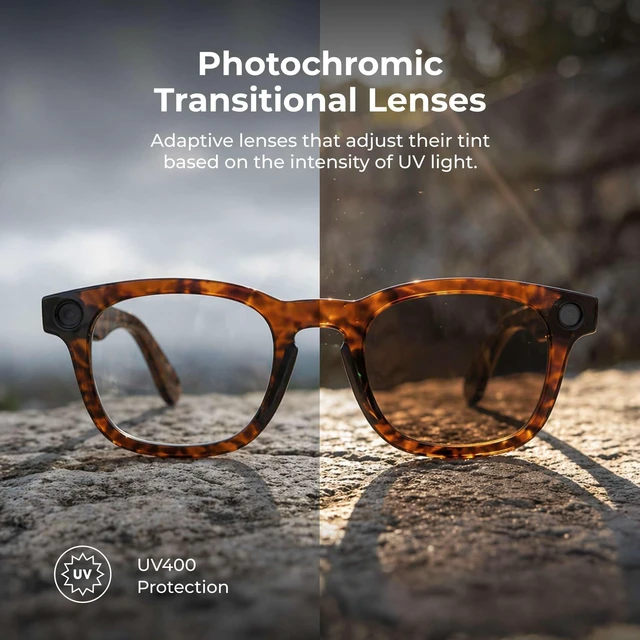 Alt view image 6 of 7 - Aura Pro AI Smart Glasses with 1080p Camera, Bluetooth Audio Sunglasses, Open-Ear Speakers, AI Translation, Object Recognition, Blue Light & UV Protection, 7-Hour Battery