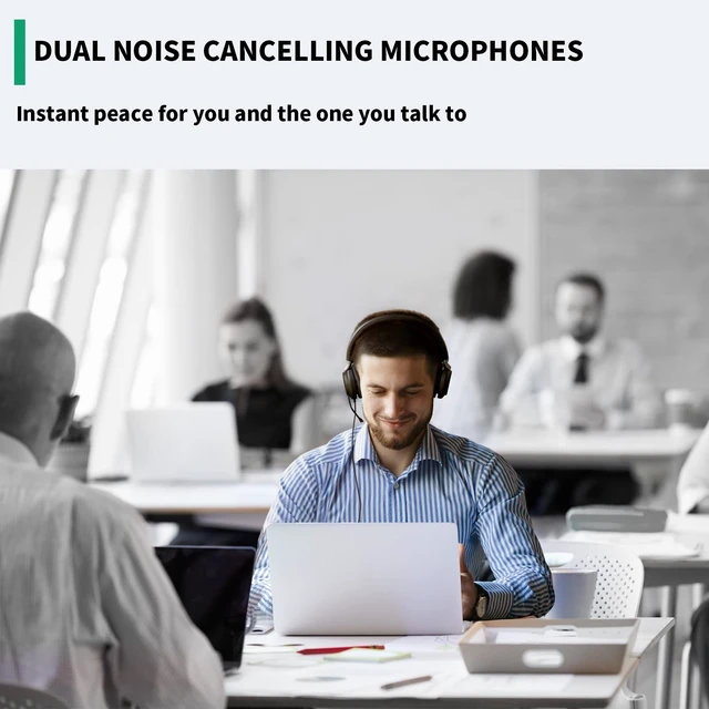 Alt view image 4 of 7 - UH38 USB-A Wired & Bluetooth Headset,Teams Certified,Inline Control Computer Stereo Headphones, Noise Cancelling Microphone,PC/Laptop/Mac/Tablet/Cell Phone, Call Center, Office, Busylight