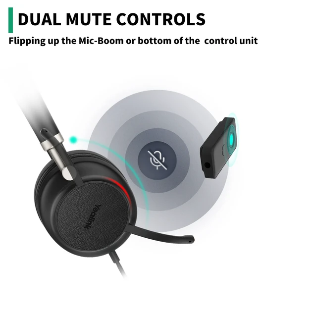 Alt view image 5 of 7 - UH38 USB-A Wired & Bluetooth Headset,Teams Certified,Inline Control Computer Stereo Headphones, Noise Cancelling Microphone,PC/Laptop/Mac/Tablet/Cell Phone, Call Center, Office, Busylight