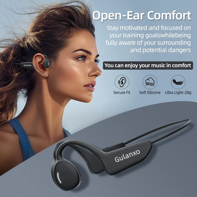 Alt view image 2 of 7 - Open Ear Headphones, Open Wireless Earphones, 10H Bluetooth Playback 5.3 Sports Earphones, Built-in Microphone, Suitable for Sports Running,Exercise (Black)