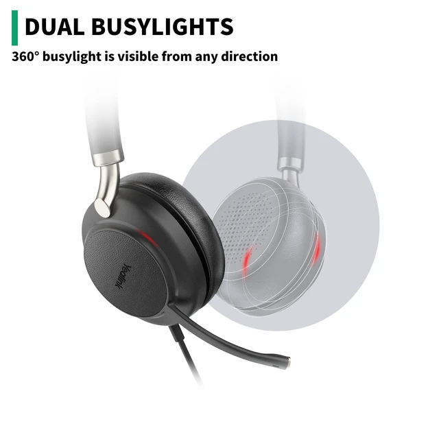 Alt view image 6 of 7 - UH38 USB-A Wired & Bluetooth Headset,Teams Certified,Inline Control Computer Stereo Headphones, Noise Cancelling Microphone,PC/Laptop/Mac/Tablet/Cell Phone, Call Center, Office, Busylight
