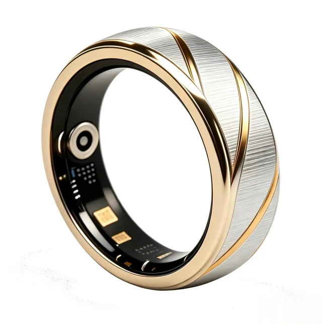 Main image of Smart Ring for Women Men Health Monitor Fitness Tracker, Gold, 8# Hear Rate/Blood Oxygen/HRV/Stress/Women Cycle/Workouts Tracker IPX8 Waterproof Slim No Subscription Fee with Charging Case