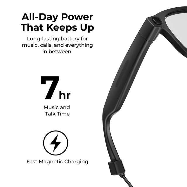 Alt view image 7 of 7 - Aura Pro AI Smart Glasses with 1080p Camera, Bluetooth Audio Sunglasses, Open-Ear Speakers, AI Translation, Object Recognition, Blue Light & UV Protection, 7-Hour Battery