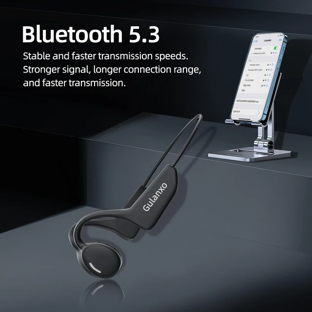 Alt view image 6 of 7 - Open Ear Headphones, Open Wireless Earphones, 10H Bluetooth Playback 5.3 Sports Earphones, Built-in Microphone, Suitable for Sports Running,Exercise (Black)