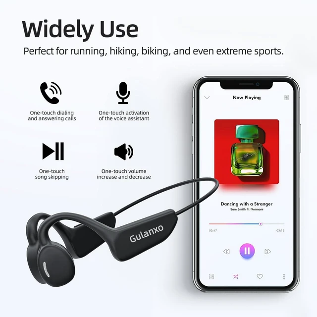 Alt view image 7 of 7 - Open Ear Headphones, Open Wireless Earphones, 10H Bluetooth Playback 5.3 Sports Earphones, Built-in Microphone, Suitable for Sports Running,Exercise (Black)