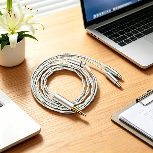 Alt view image 2 of 7 - Silver Plated Replacement Audio Upgrade Cable Compatible with Sennheiser HD800 HD800s HD8XX HD820 HD820s Dharma D1000 Headphones Wired Upgrade Replacement Cord 3.5mm Plug