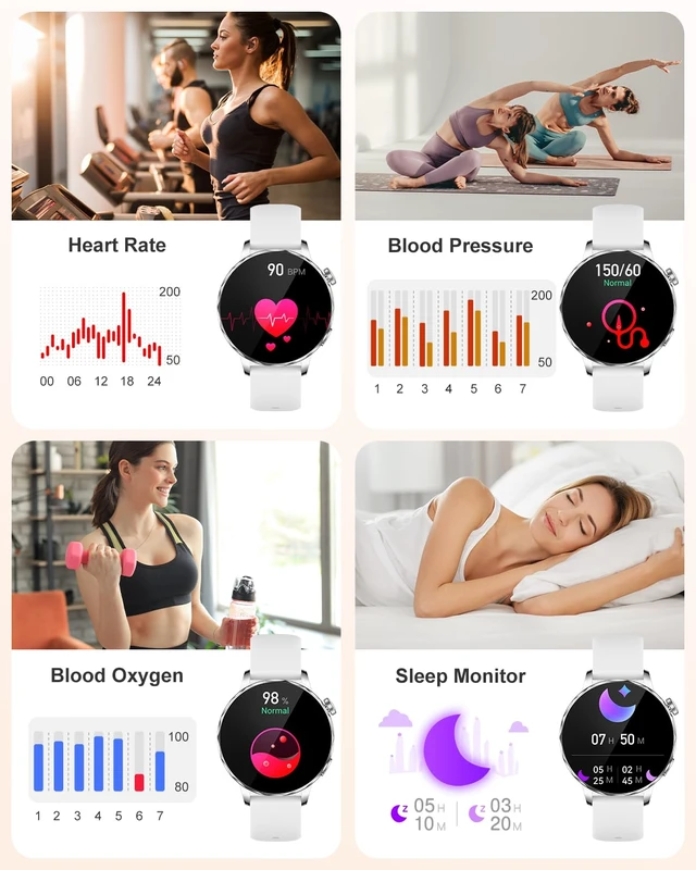 Alt view image 6 of 7 - Smart Watch for Women, 1.27 Inch HD Touchscreen, Bluetooth Calling, Heart Rate & Sleep Tracking, 100+ Sports Modes, IP68 Waterproof Fitness Tracker for Android & iPhone