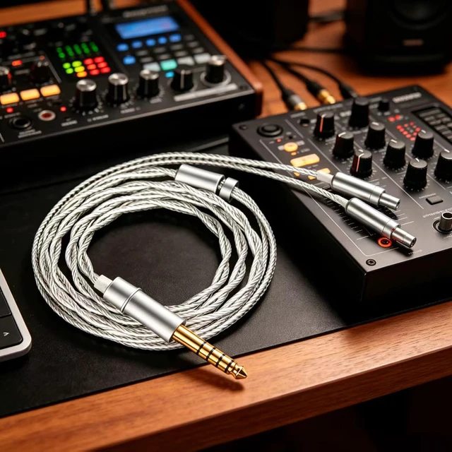 Alt view image 3 of 7 - Silver Plated Replacement Audio Upgrade Cable Compatible with Sennheiser HD800 HD800s HD8XX HD820 HD820s Dharma D1000 Headphones Wired Upgrade Replacement Cord 4.4mm Plug