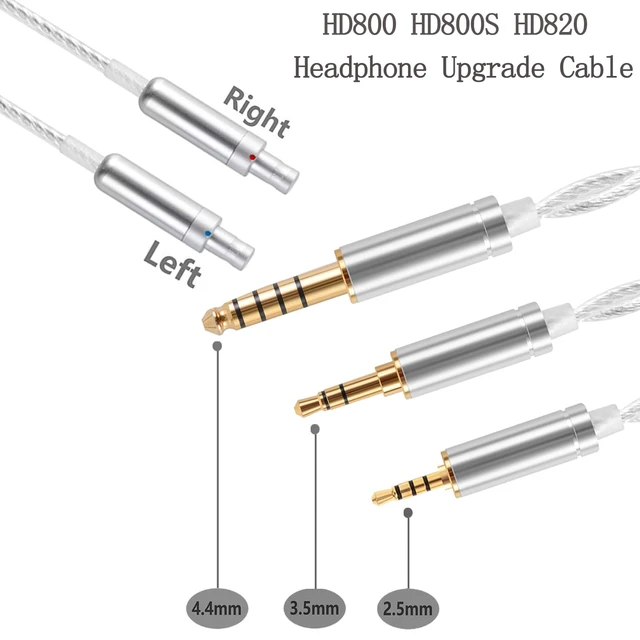 Alt view image 7 of 7 - Silver Plated Replacement Audio Upgrade Cable Compatible with Sennheiser HD800 HD800s HD8XX HD820 HD820s Dharma D1000 Headphones Wired Upgrade Replacement Cord 3.5mm Plug