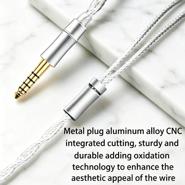 Alt view image 4 of 7 - Silver Plated Replacement Audio Upgrade Cable Compatible with Sennheiser HD800 HD800s HD8XX HD820 HD820s Dharma D1000 Headphones Wired Upgrade Replacement Cord 4.4mm Plug
