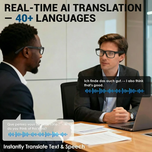 Alt view image 4 of 7 - Smart Glasses with Camera and Bluetooth, 8MP Camera Sunglasses with Photochromic Lens, AI Real Time Translation & Object Recognition Music & Calls Bluetooth Glasses for Men Women