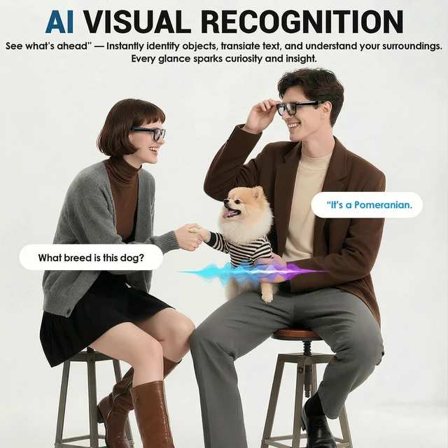 Alt view image 5 of 7 - Smart Glasses with Camera and Bluetooth, 8MP Camera Sunglasses with Photochromic Lens, AI Real Time Translation & Object Recognition Music & Calls Bluetooth Glasses for Men Women