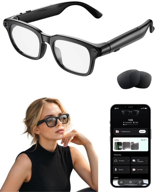 Main image of AI Smart Glasses with Camera, AI Voice Assistant with ChatGPT 4K HD Video Recording Glasses, Real-Time TranslationBluetooth 5.4 SunglassesIP65 Waterproof Smart Glasses for Travel Daily