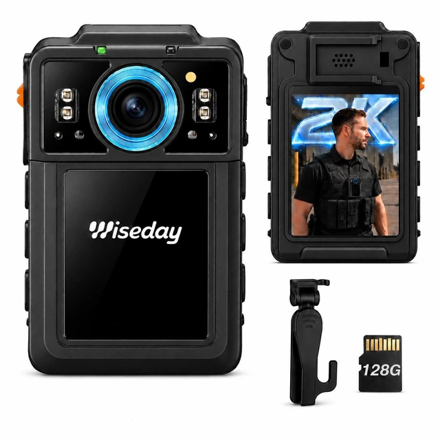 Main image of 2K Police Body Camera, 128GB, 40MP Night Vision Security Camera Body Camera with Audio and Video Recording for Law Enforcement,Waterproof,11H Battery,2-Inch Screen with Data Encrypt