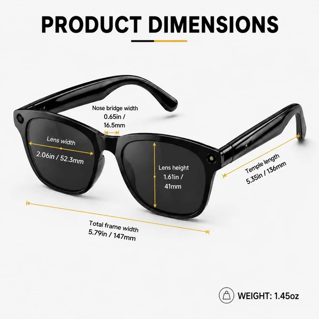 Alt view image 2 of 7 - AI Smart Sunglasses with 8MP HD Camera, UV400 Polarized Lens Bluetooth AI Translation; Dual ENC Mics; Bluetooth Calls; Object Recognition; 290mAh Battery; Lightweight Frame Design; Men Women Use
