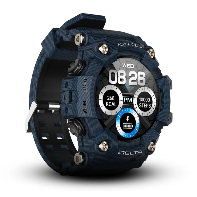 Alt view image 3 of 3 - Delta Smartwatch for Men, Tactical Rugged Smart Watch, IP69K Water + Dust Resistant, 380mAh 21-Day Battery, Bluetooth Calling, Operates -15F to 140F, for Android iPhone, Blue