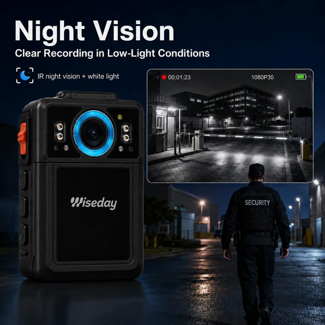 Alt view image 5 of 7 - 2K Police Body Camera, 128GB, 40MP Night Vision Security Camera Body Camera with Audio and Video Recording for Law Enforcement,Waterproof,11H Battery,2-Inch Screen with Data Encrypt