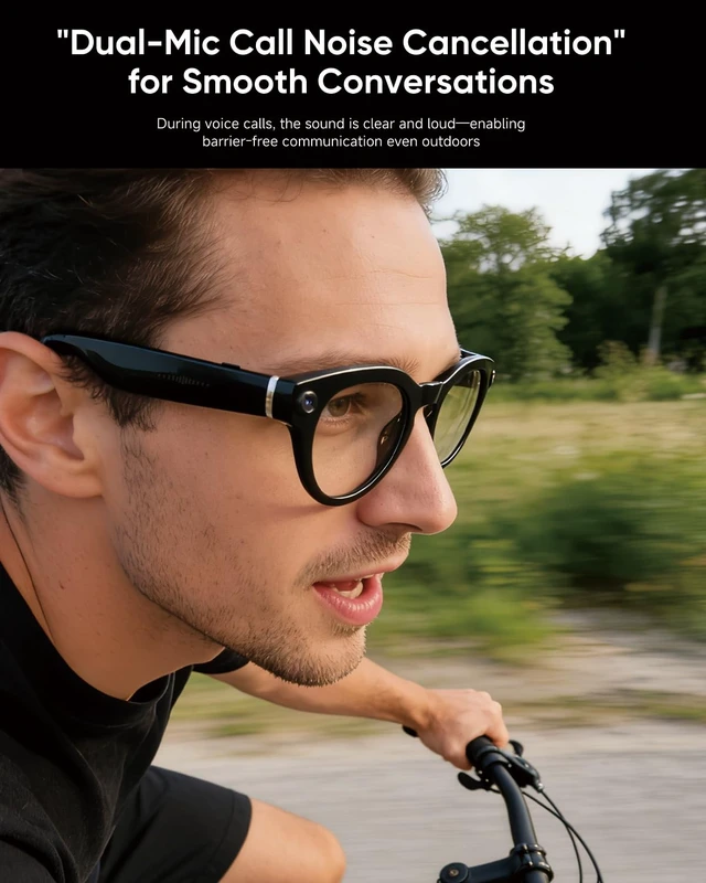 Alt view image 4 of 7 - J AI Smart Glasses with Camera 8MP 1080P HD Video Recording,Lightweight Open-Ear Bluetooth Audio, AI Assistant & Real-Time Translation,Stylish Smart Glasses for Women, Black