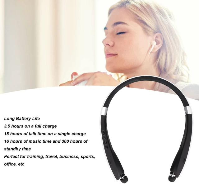 Alt view image 2 of 7 - Bluetooth Neckband Headphones, Bluetooth Stereo Neckband Earbuds Retractable Flexible Sports Earphones with Mic, Noise Cancelling, for Running Workout(White)