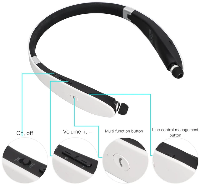 Alt view image 3 of 7 - Bluetooth Neckband Headphones, Bluetooth Stereo Neckband Earbuds Retractable Flexible Sports Earphones with Mic, Noise Cancelling, for Running Workout(White)