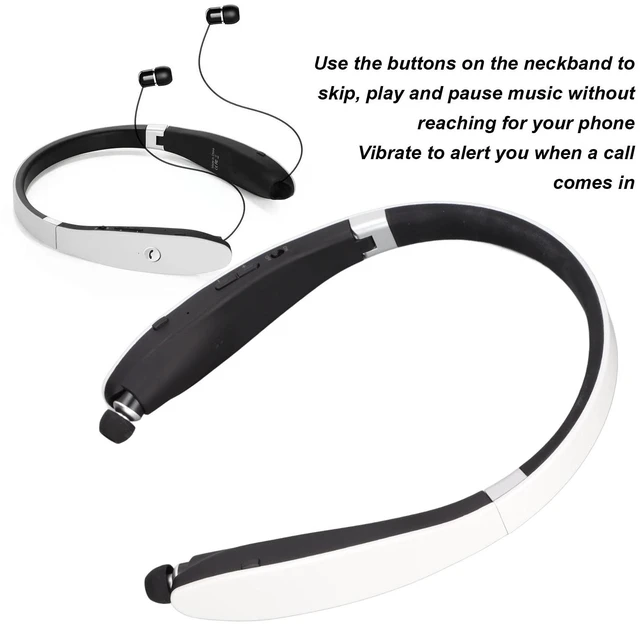 Alt view image 4 of 7 - Bluetooth Neckband Headphones, Bluetooth Stereo Neckband Earbuds Retractable Flexible Sports Earphones with Mic, Noise Cancelling, for Running Workout(White)