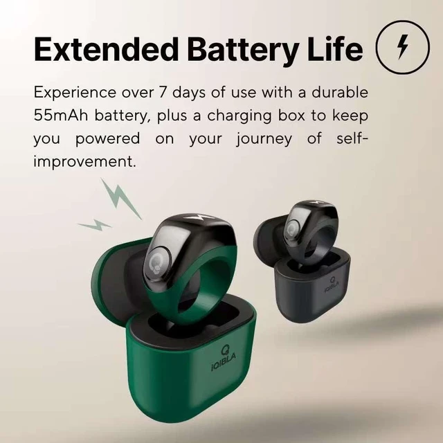 Alt view image 4 of 5 - Zikr Ring Smart Tasbih Counter with Charging Case - Bluetooth Prayer Reminder, OLED Display, 3 Sizes (18/20/22mm) for Muslims, Qibla Direction & 5 Times Prayer Alert (Green)