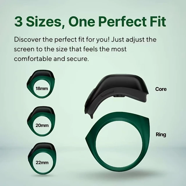 Alt view image 5 of 5 - Zikr Ring Smart Tasbih Counter with Charging Case - Bluetooth Prayer Reminder, OLED Display, 3 Sizes (18/20/22mm) for Muslims, Qibla Direction & 5 Times Prayer Alert (Green)