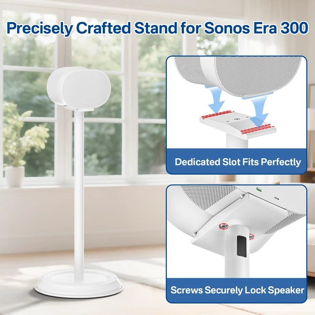 Alt view image 2 of 6 - Heavy-Duty Speaker Stand for Sonos Era 300 Stand White with Cable Management Floor Speaker Stands for Sonos Era 300 Speaker Stand for Easy and Secure Mounting