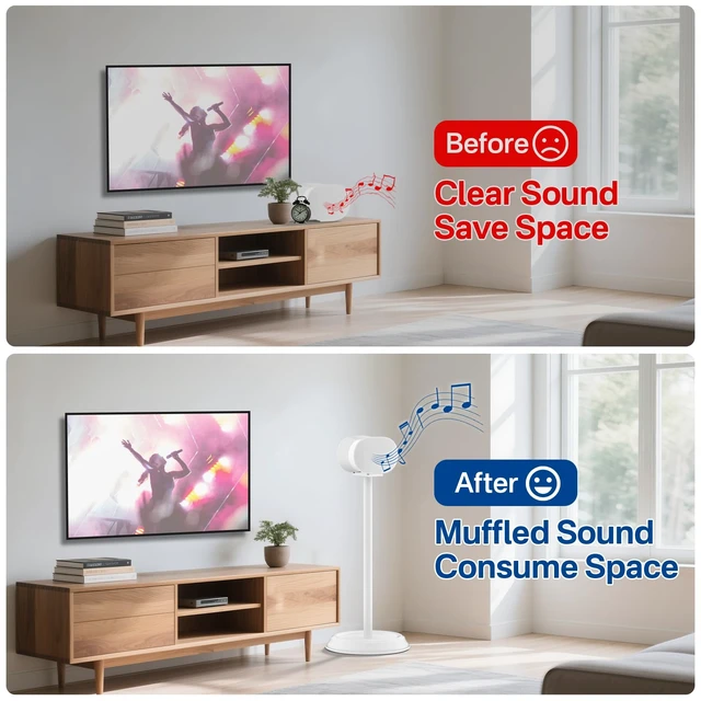 Alt view image 5 of 6 - Heavy-Duty Speaker Stand for Sonos Era 300 Stand White with Cable Management Floor Speaker Stands for Sonos Era 300 Speaker Stand for Easy and Secure Mounting