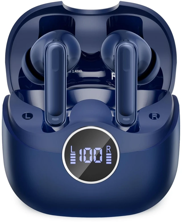 Main image of Adaptive Hybrid Active Noise Canceling 2026 Wireless Earbuds, 6 Mics ENC Clear Call Ear Buds, Hi-Res Audio Deep Bass Bluetooth 5.4 Headphones, 40H Playtime, Wireless Charging, LED, USB-C, Blue